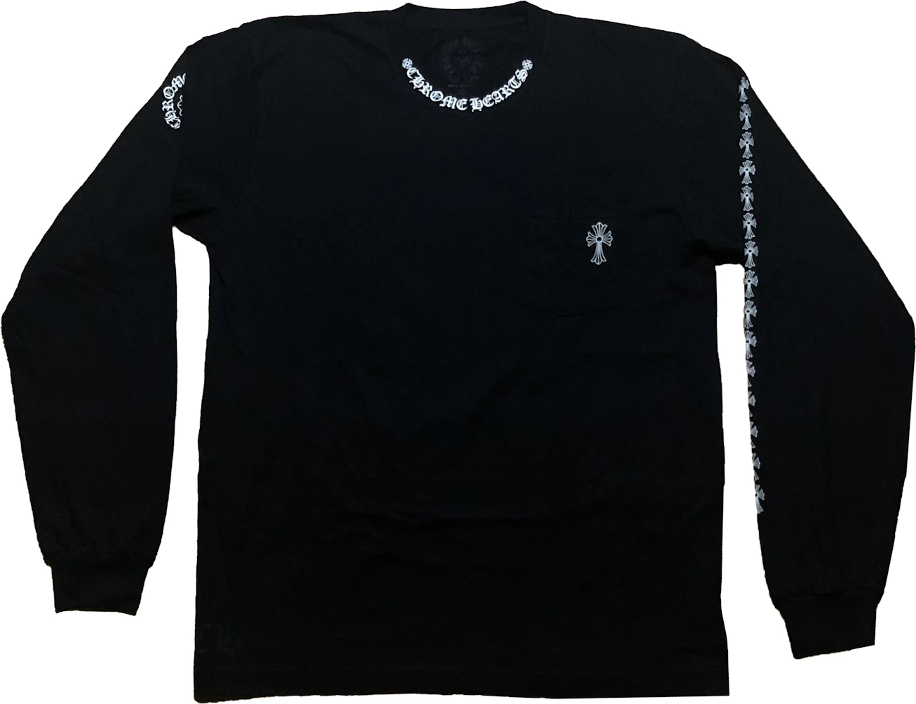 Chrome Hearts Neck Logo Cross Sleeve L/S T-shirt Black Men's - GB