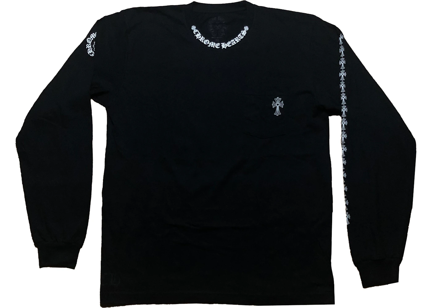 Chrome Hearts Neck Logo Cross Sleeve L/S T-shirt Black Men's - US Chrome Hearts Neck Logo Cross Sleeve L/S T-shirt Black Men's - US