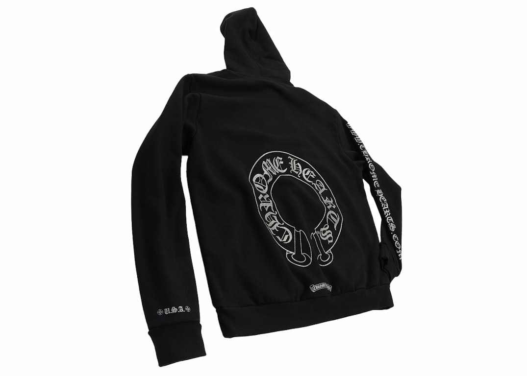 Pre-owned Chrome Hearts Silver Glitter Hoodie Black