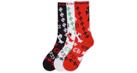 Chrome Hearts Stencil Socks (3 pack) Black/White/Red