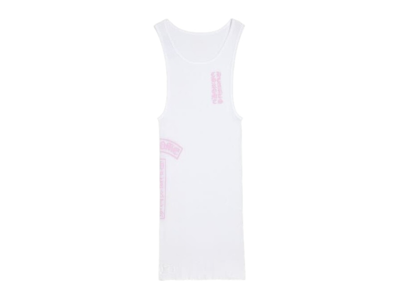 Pre-owned Chrome Hearts Men's  T Bar Rib Tank In White/pink In Multi