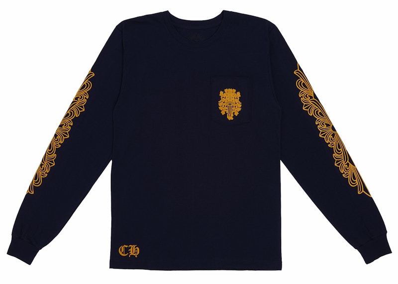 Chrome Hearts V89 Dagger L/S T-shirt Navy/Yellow Men's - FW23 - US