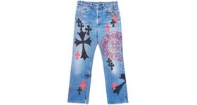 Chrome Hearts Fleur Knee Cross Patch Jeans Blue Men's - FW22 - US