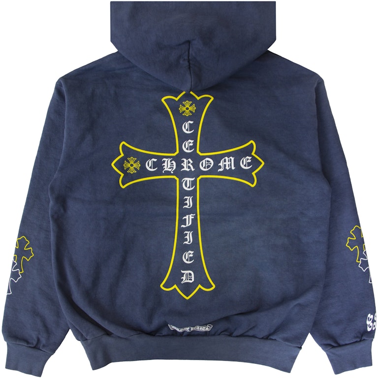 Pre-owned Chrome Hearts X Drake Certified Chrome Hand Dyed Hoodie Washed Blue (miami Exclusive)