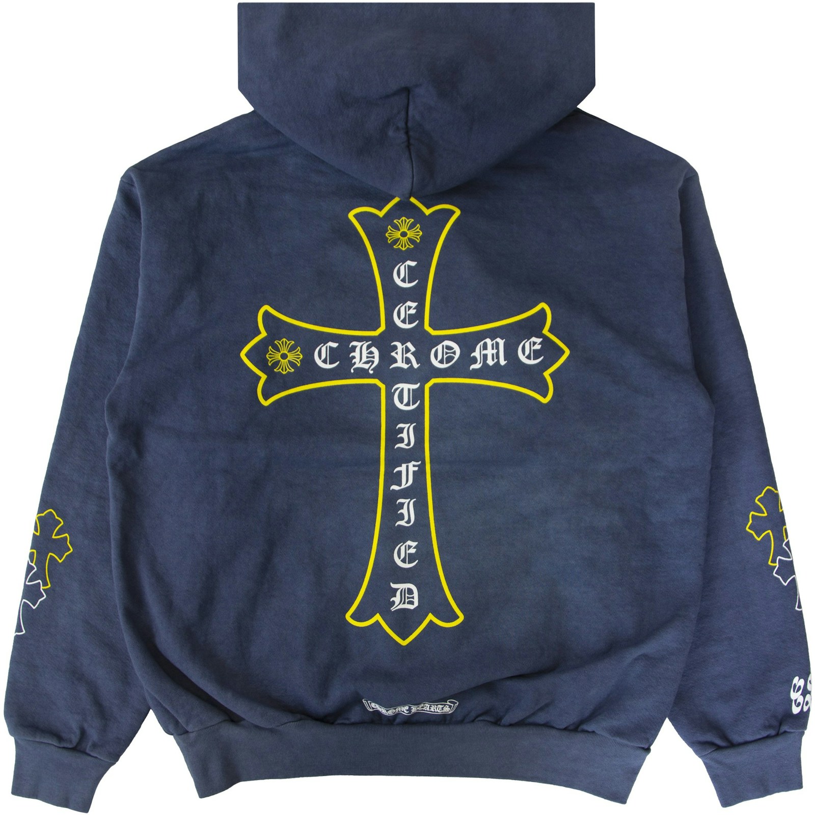 White and blue chrome hearts hoodie Clearance