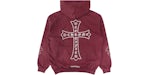 Chrome Hearts x Sudadera con capucha cromada teñida a mano con certificación Drake Washed Rojo (Exclusivo de Miami)