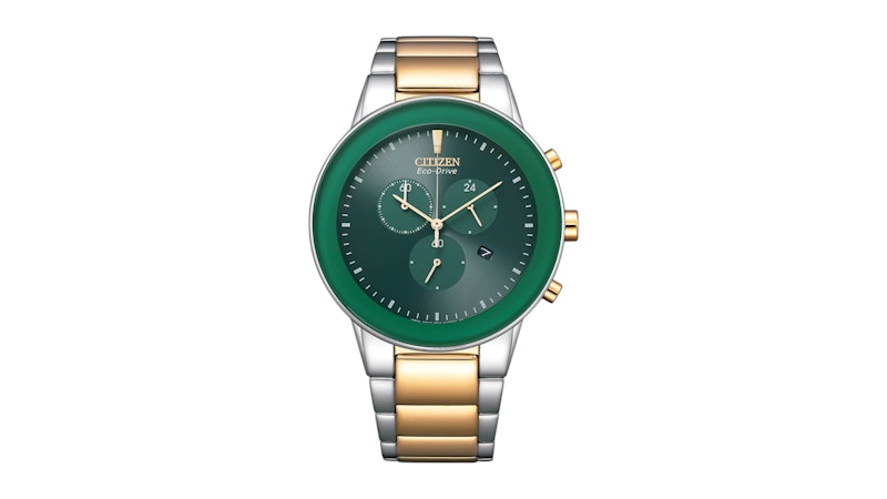 Citizen Mens Eco-Drive Green Dial Watch AT2244-84X 43mm in