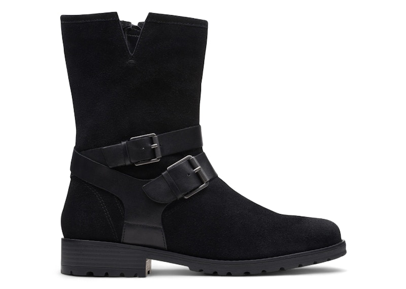Pre-owned Clarks Clarkwell Mid Lined Suede (women's) Sneakers In Black