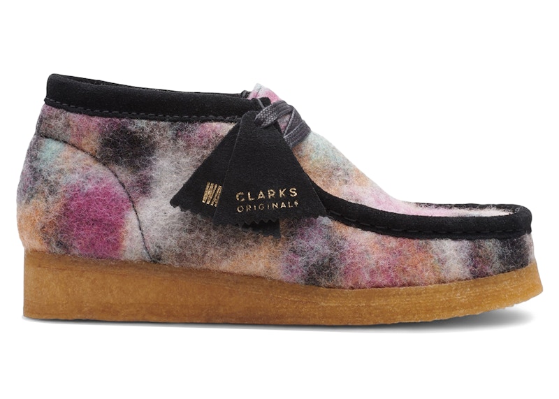 Pre-owned Clarks Originals Wallabee Boot Canvas (women's) Sneakers In Black Wool/combi