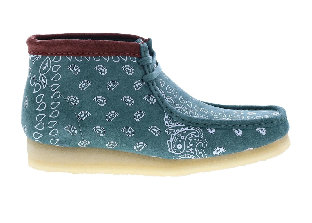 Pre-owned Clarks Originals Wallabee Boot Green Paisley