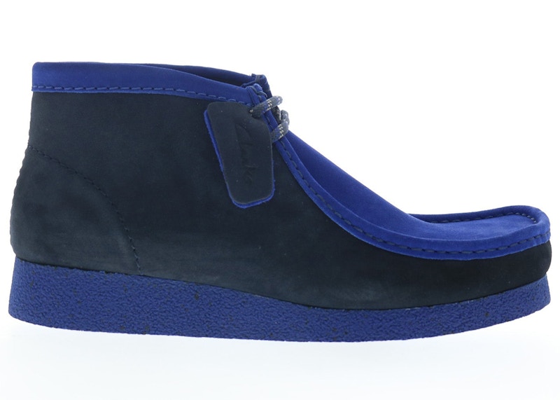 Pre-owned Clarks Men's  Originals Wallabee Evo Sneakers In Navy Blue/combi