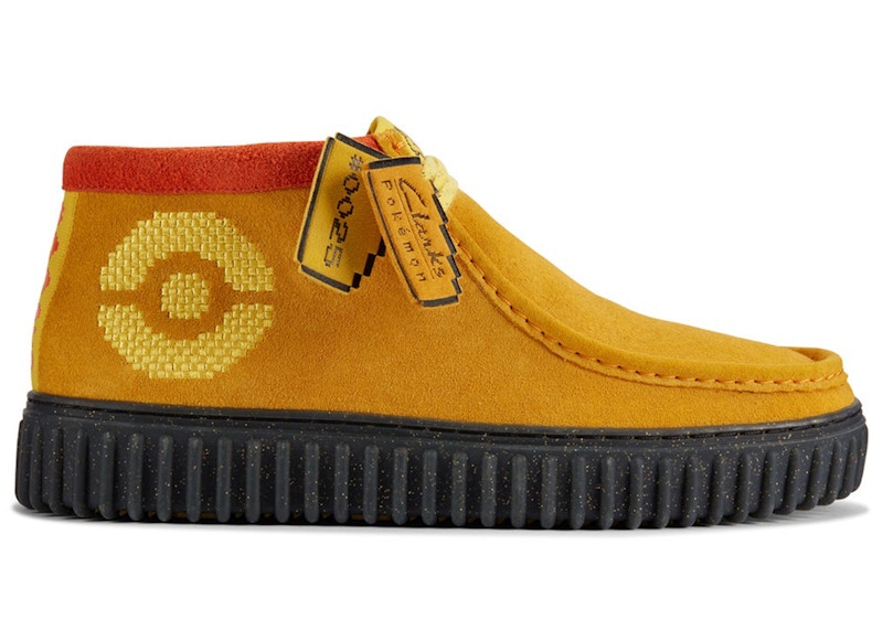 Pre-owned Clarks Men's Torhill Explore Pokémon Pikachu Sneakers In Yellow Suede