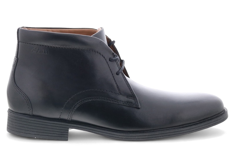 Pre-owned Clarks Men's Whiddon Mid Leather Sneakers In Black