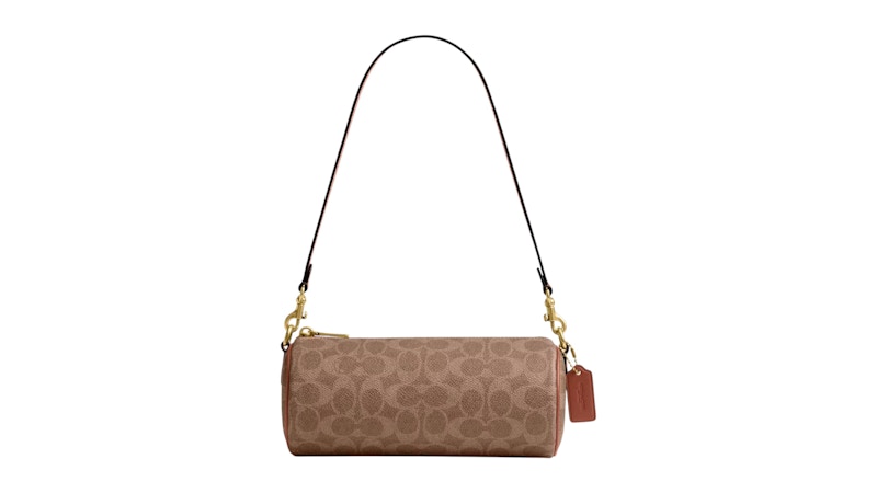 Coach Barrel Bag In Signature Canvas Tan Caramel