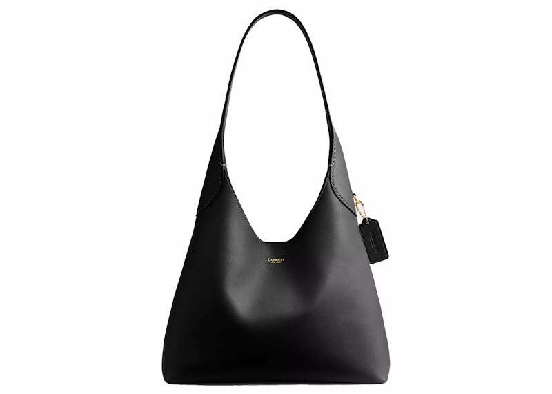 Coach Brooklyn Shoulder Bag 28 Smooth Leather Brass Black in Leather with Gold tone DE