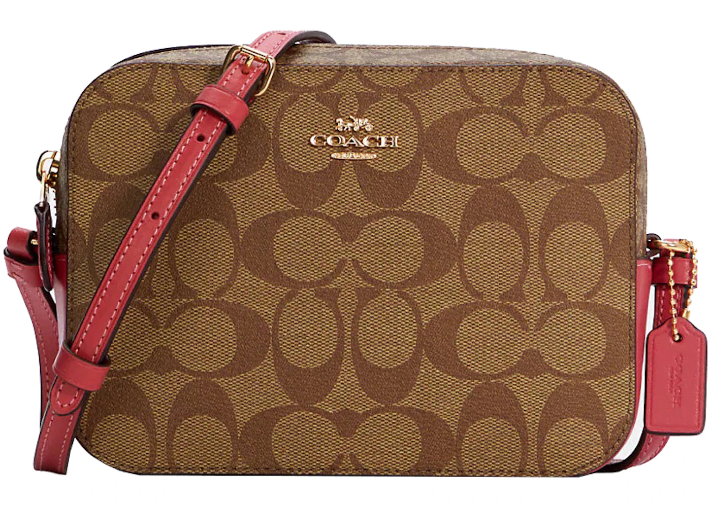 Coach pink and brown crossbody bag Clearance