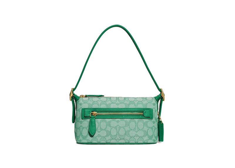 Coach Demi Bag In Signature Jacquard Brass/Green in Jacquard