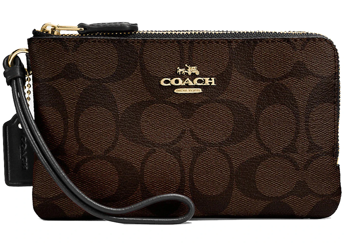 Coach corner zip wristlet in signature canvas Clearance
