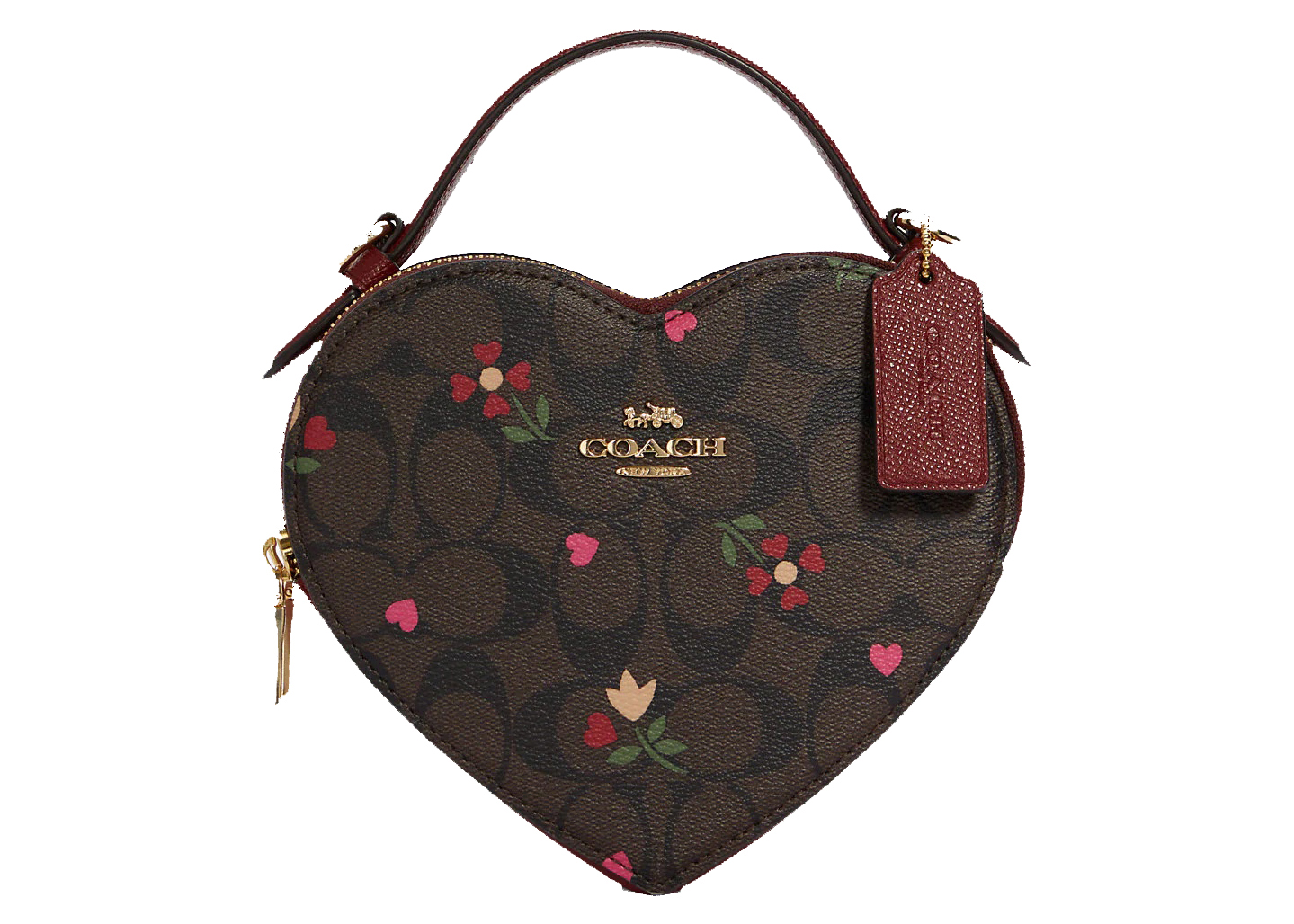 Coach Heart Crossbody Brown/Multi in Coated Canvas with Gold-tone - CN
