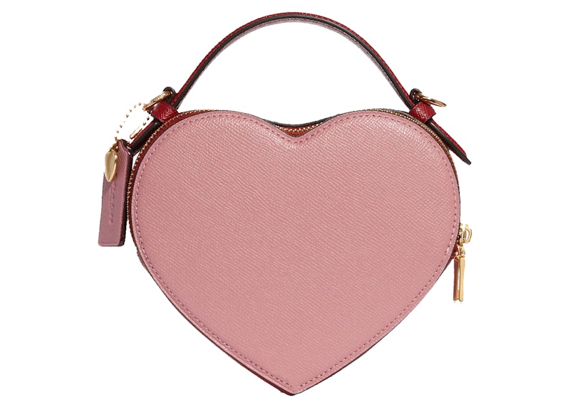 Coach Heart Crossbody True Pink in Crossgrain Leather with Gold