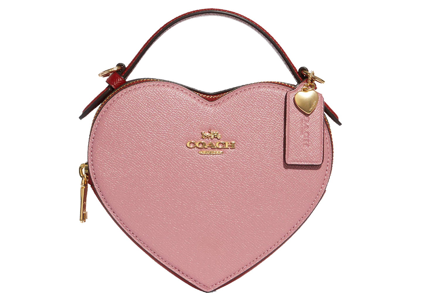 Coach Heart Crossbody True Pink in Crossgrain Leather with Gold-tone US