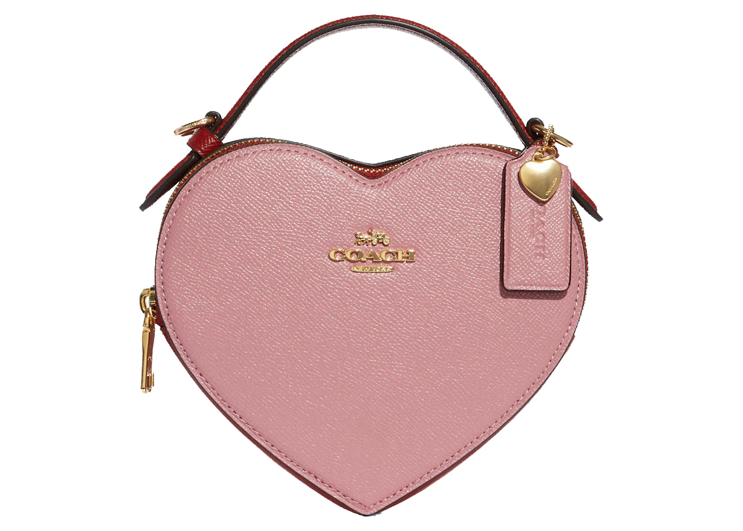 Coach Heart Crossbody True Pink in Crossgrain Leather with Gold-tone - US