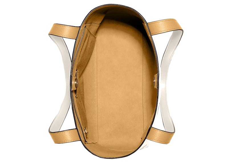 Coach Horse Carriage Tote Bag Medium Embossed Chalk/Vanilla Cream