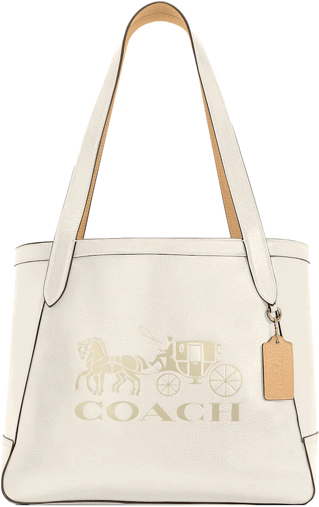 Coach Horse Carriage Tote Bag Medium Embossed Chalk/Vanilla Cream in  Leather with Gold-tone - US