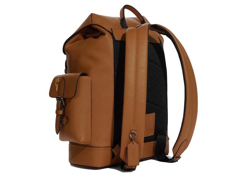 Coach Hudson Backpack Diary Embroidery Brown in Pebbled Leather with