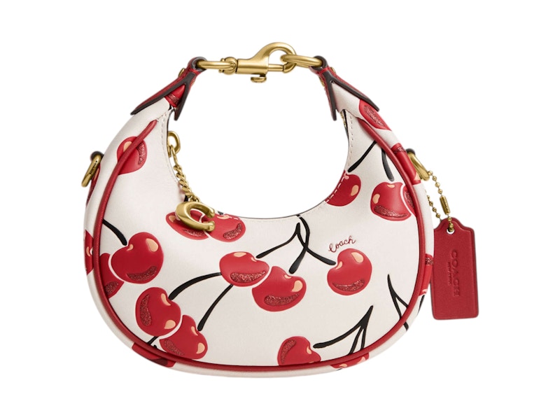 Pre-owned Coach Women's Jonie Bag Cherry Print In Brass/chalk In Multi