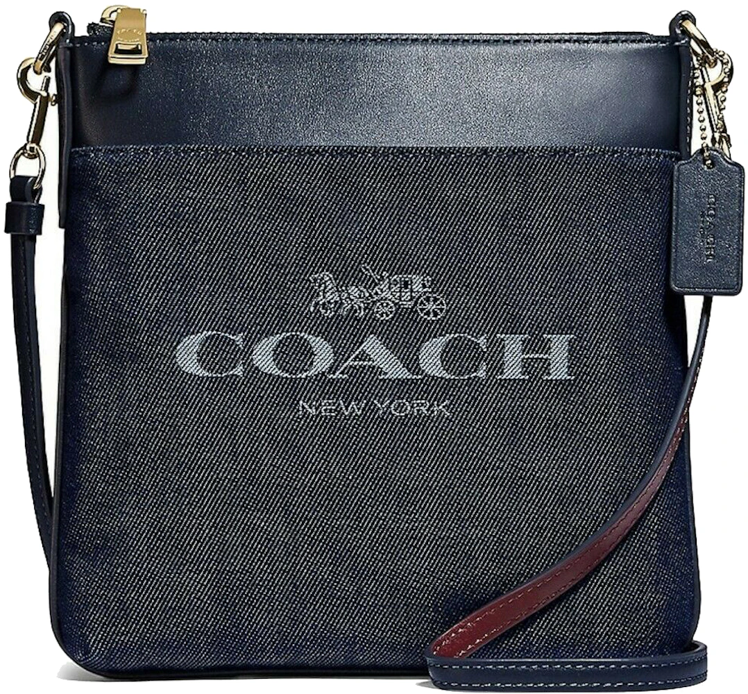 Coach Kitt Leather Silver Tone Messenger Crossbody Bag - Faded Blue