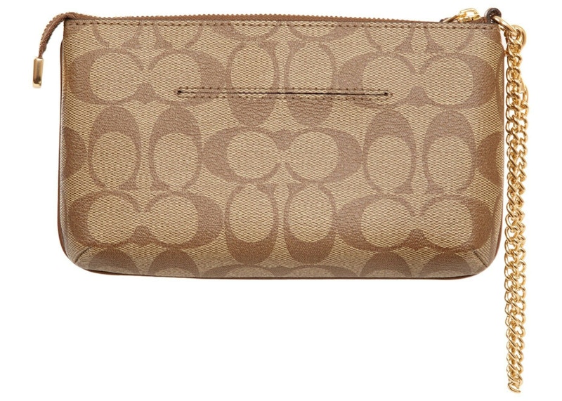 Coach large 2025 wristlet with chain