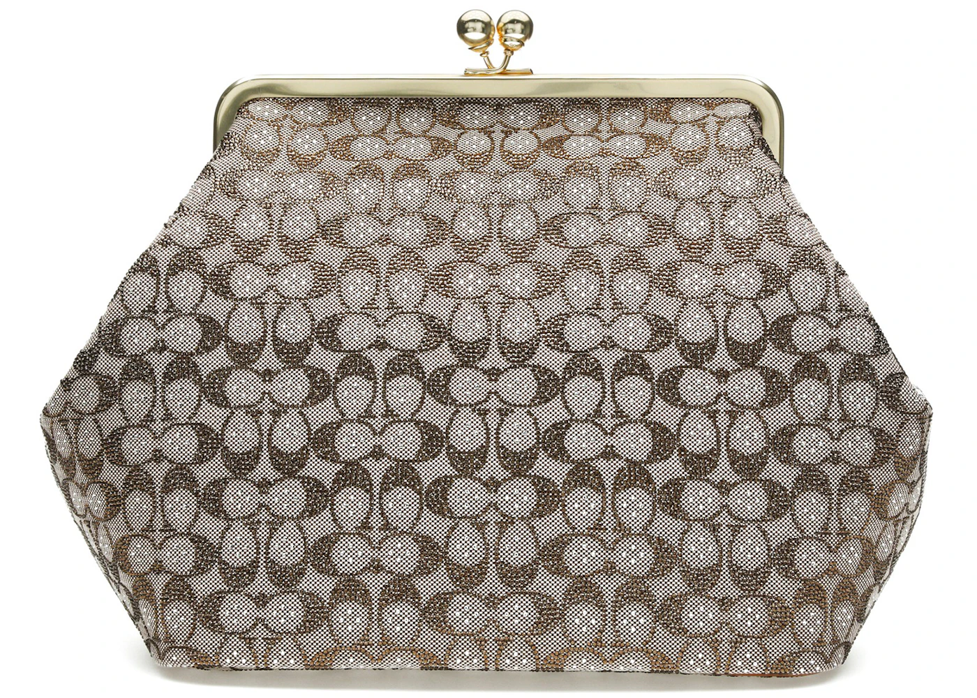 Coach Large Kisslock Crystal Signature Jacquard Frame Bag Brass ...