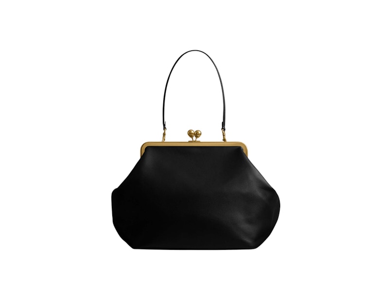 Pre-owned Coach Women's  Large Kisslock Frame Bag In Brass/black