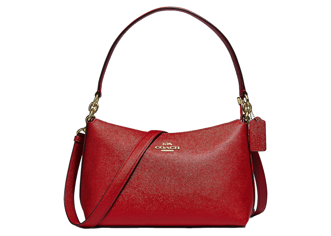 Coach Lewis Shoulder Bag Classic Leather Red in Crossgrain Leather