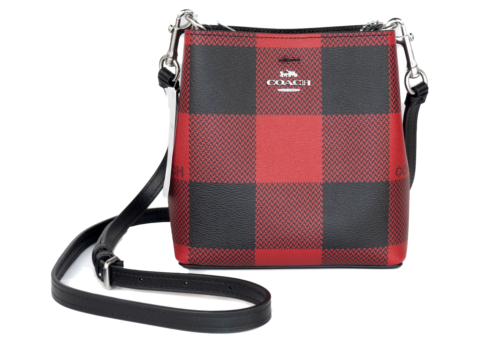 coach mini camera bag buffalo plaid