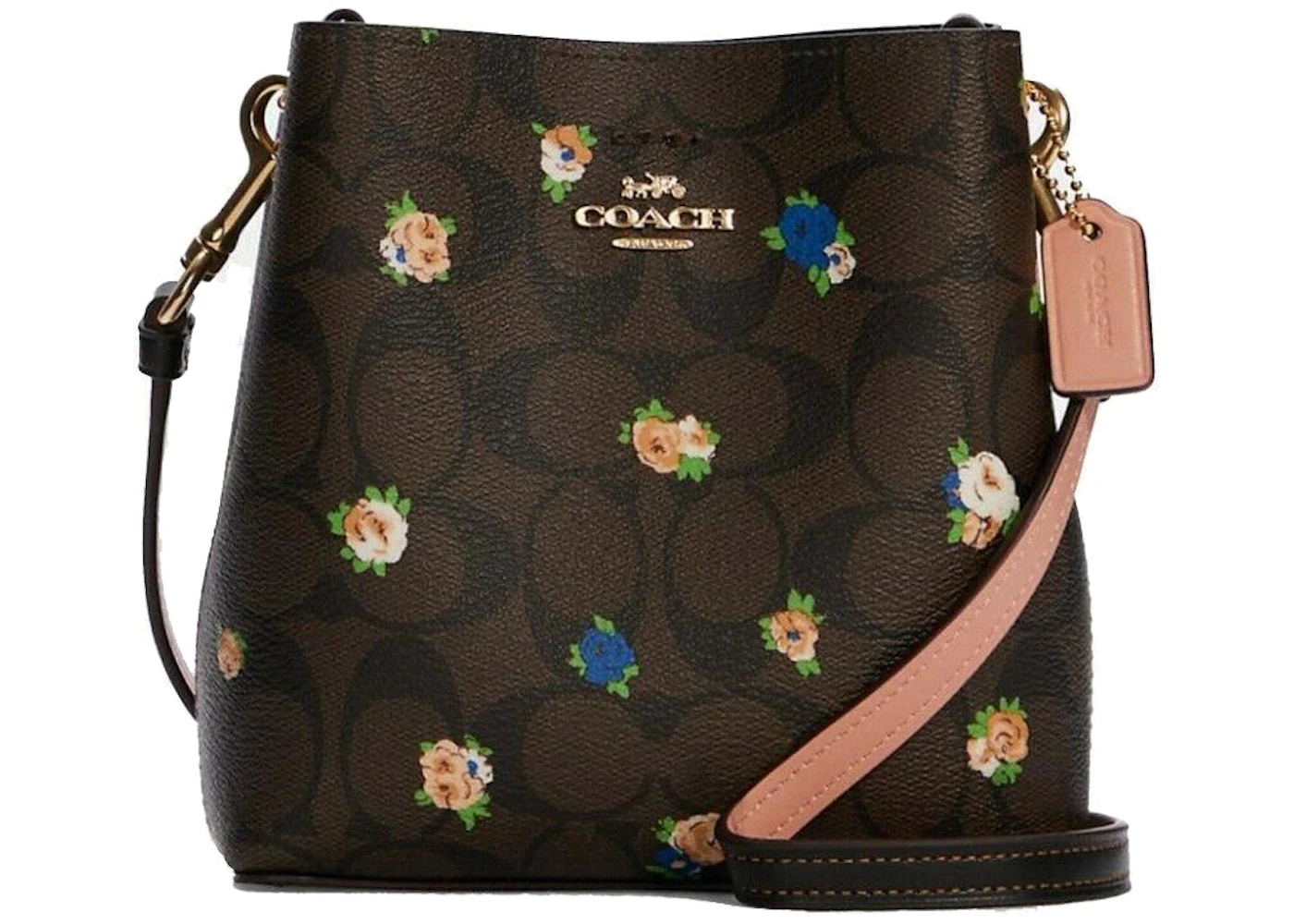 Coach Mini Town Bucket Bag Rose Print in Leather with Gold-tone - GB