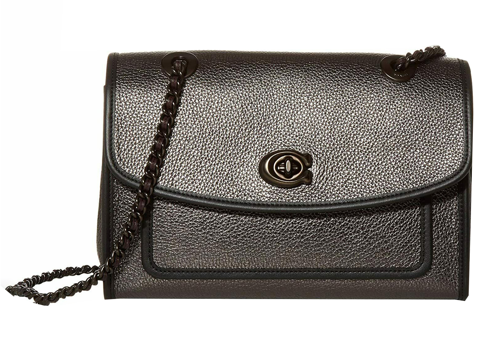 Coach Parker Shoulder Bag Metallic Graphite in Leather US