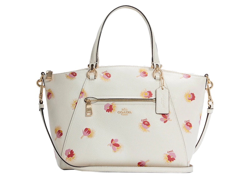 Coach Prairie Top Zip Satchel Crossbody Bag Floral Print Chalk