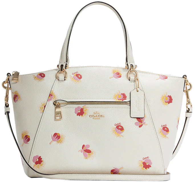 Coach Prairie Top Zip Satchel Crossbody Bag Floral Print Chalk/Multi in  Leather with Gold-tone - US