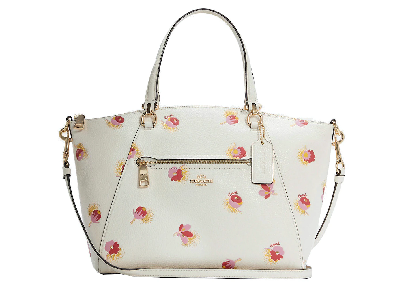 Coach Prairie Top Zip Satchel Crossbody Bag Floral Print Chalk/Multi in  Leather with Gold-tone - US