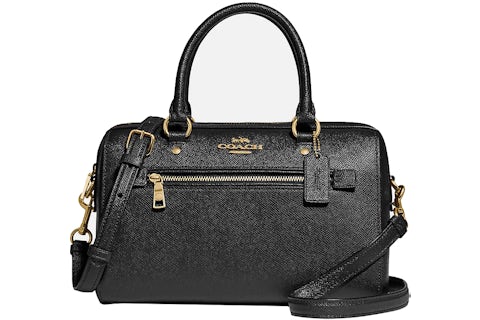 Coach Rowan Satchel Bag Medium Black in Leather with Gold-tone GB