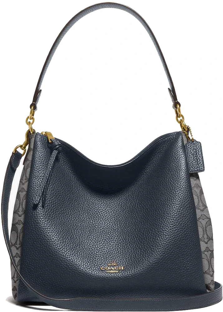 Coach Shay Shoulder Bag Navy Blue in Leather with Gold-tone - US