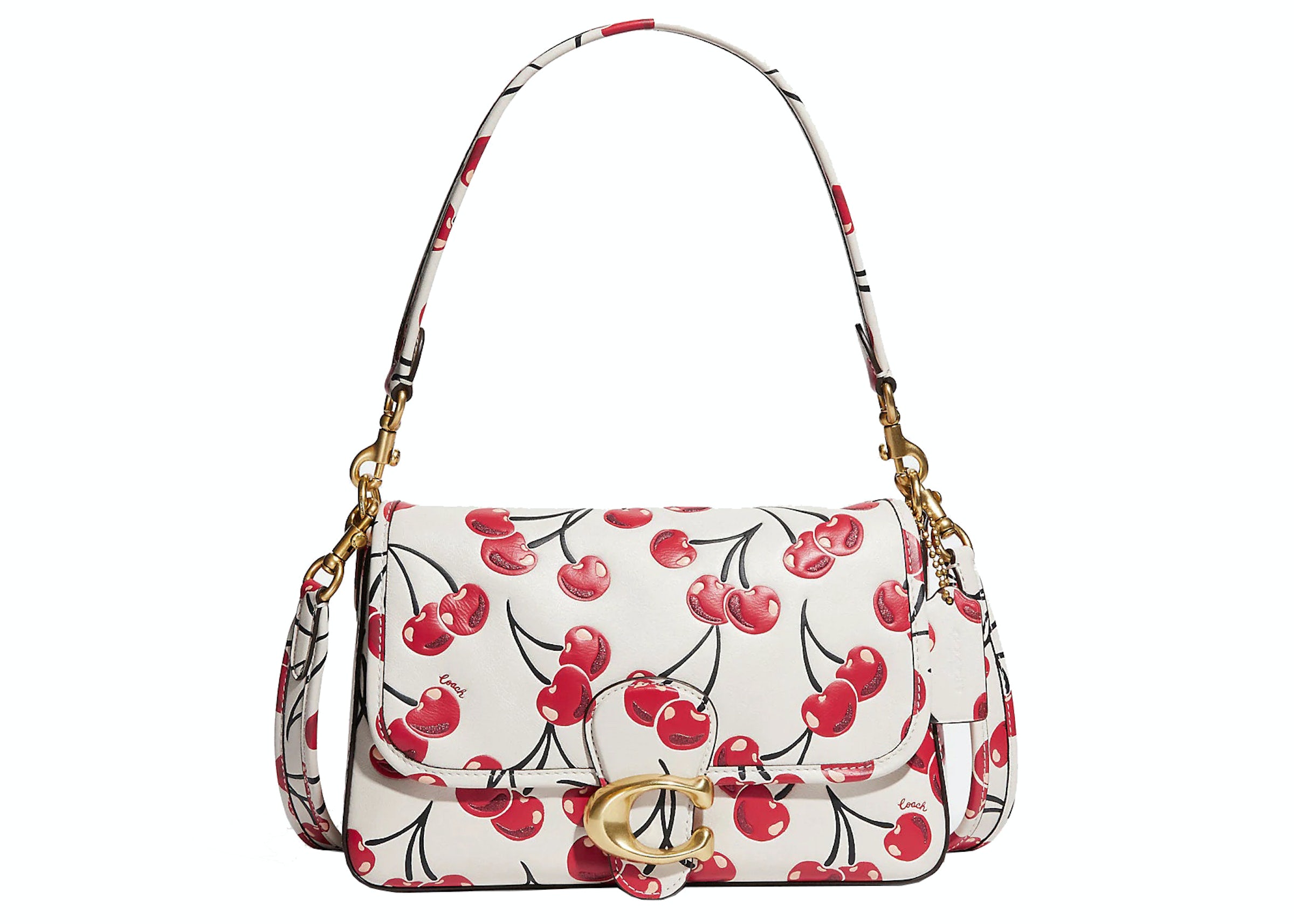 Coach Soft Tabby Shoulder Bag With Cherry Print Chalk/Multicolor in Smooth  Leather with Brass-tone - US