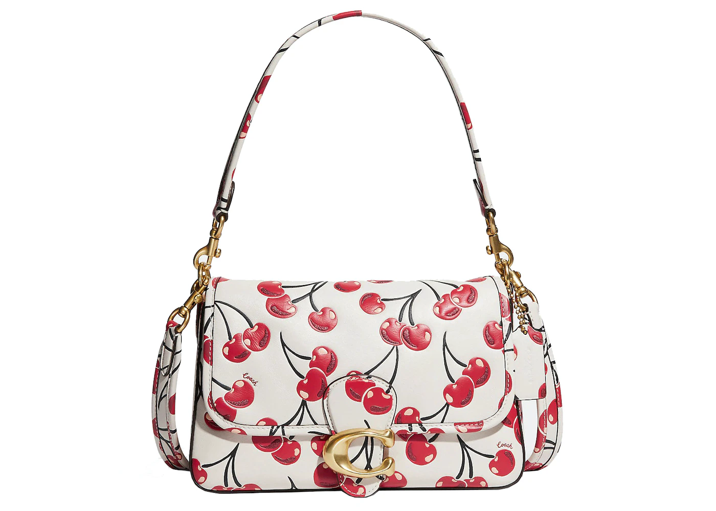 Coach Soft Tabby Shoulder Bag With Cherry Print Chalk/Multicolor in Smooth  Leather with Brass-tone - GB