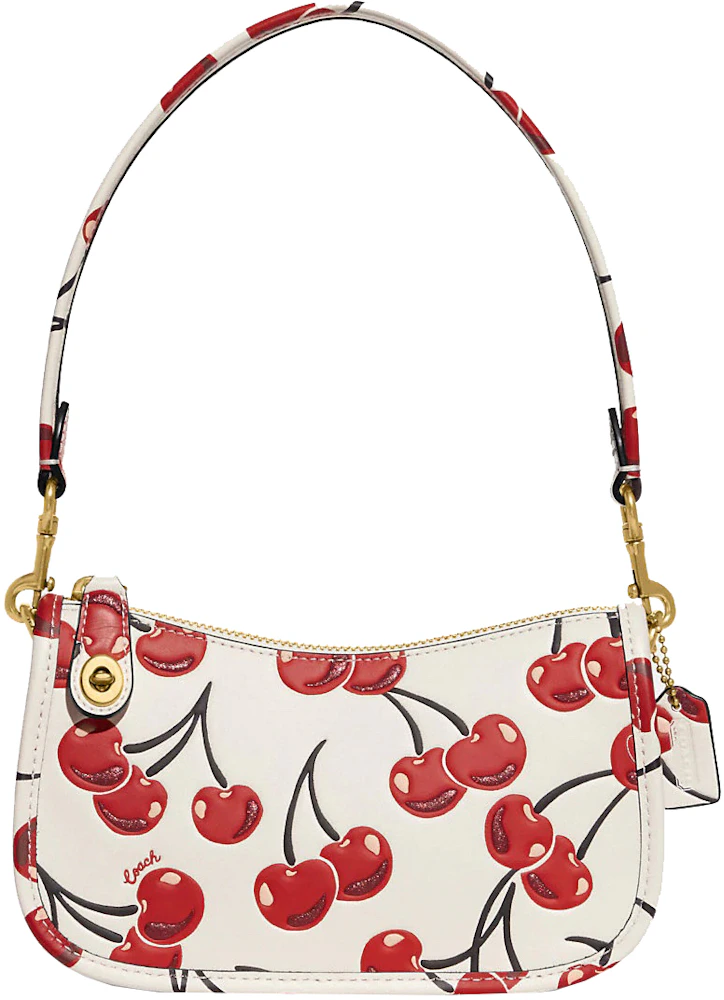 COACH Cherry-print Leather Crossbody Bag in White