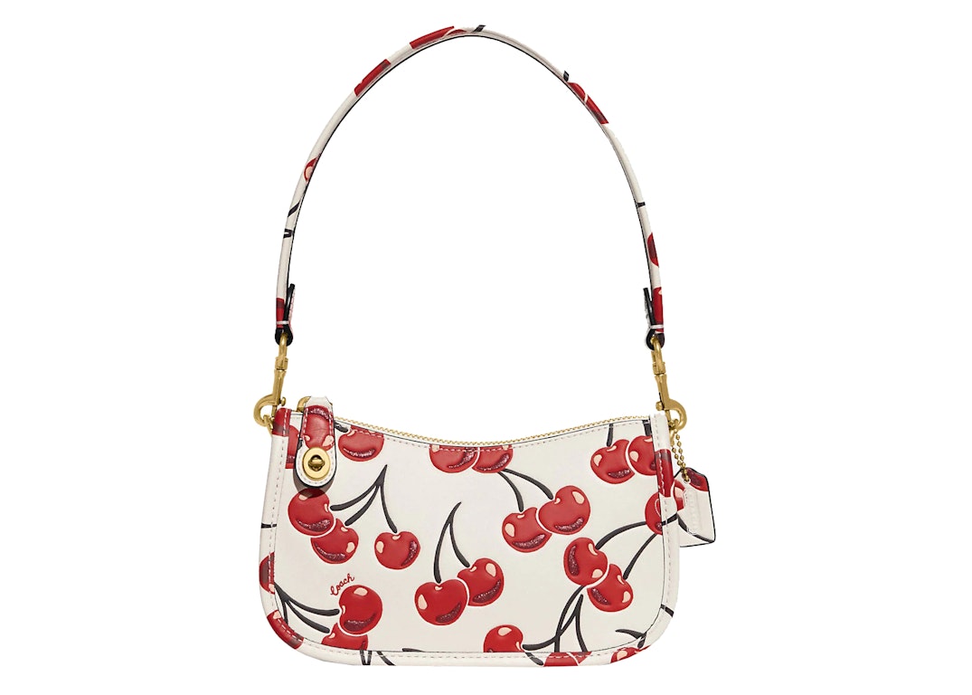 Pre-owned Coach Swinger 20 With Cherry Print Chalk/multicolor