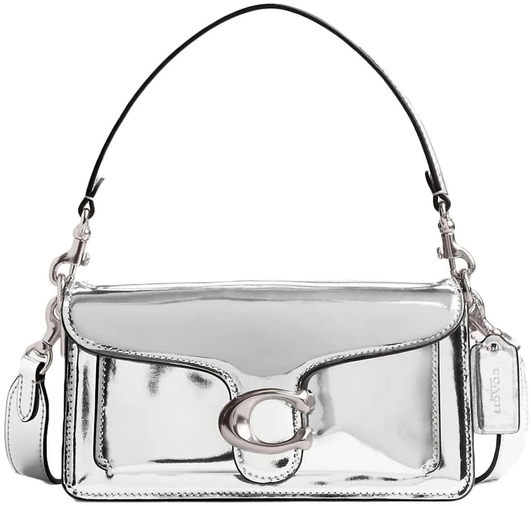 Coach Tabby Shoulder Bag 20 Silver/Silver in Metallic Leather with ...