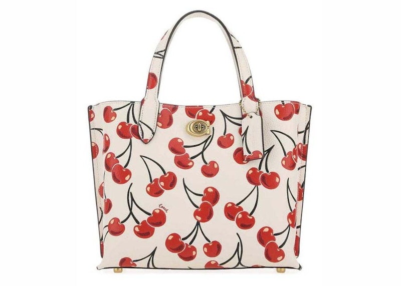 Pre-owned Coach Women's  Willow Tote Bag In Cherry Print