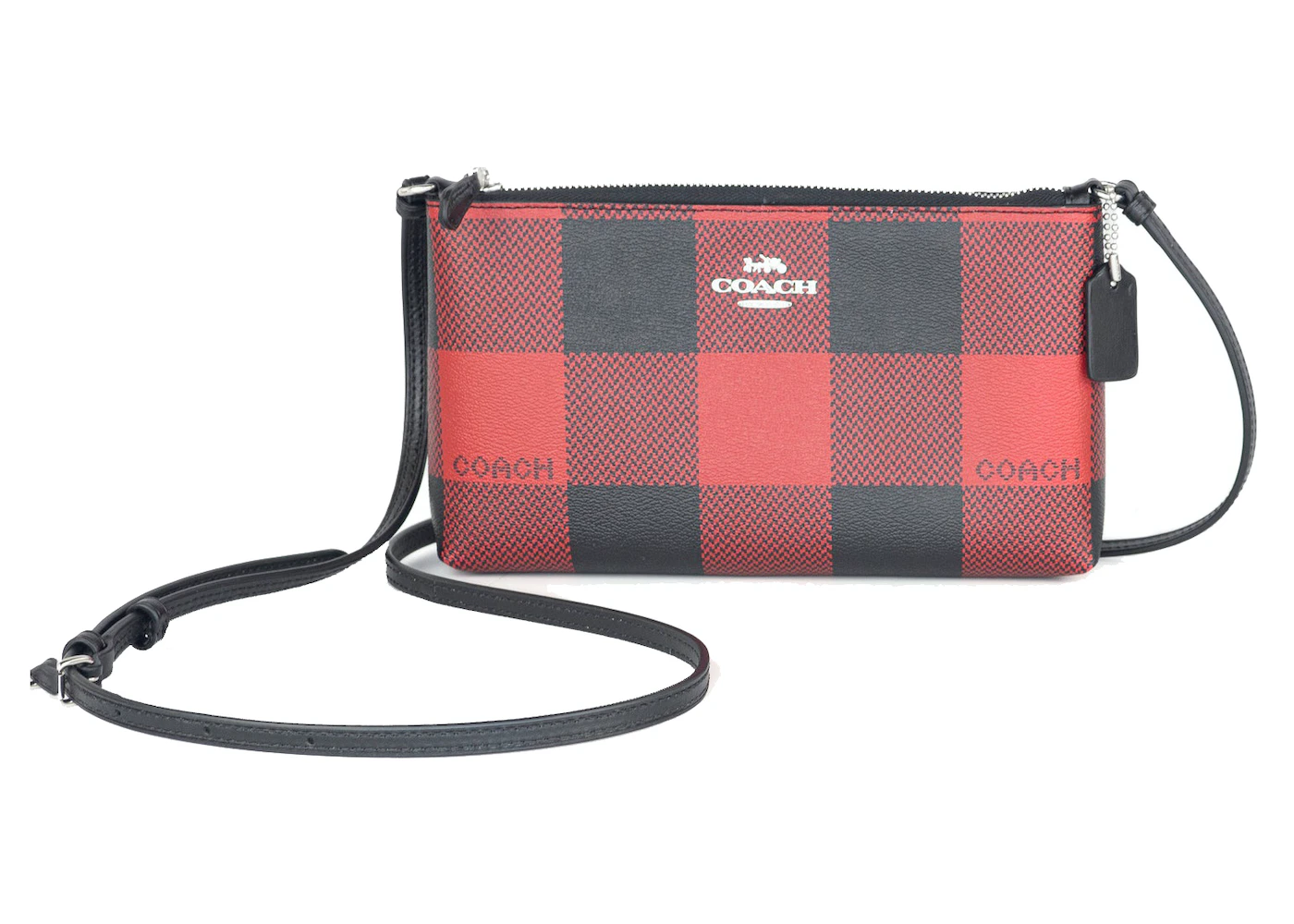 Coach Zip Top Crossbody Bag Buffalo Plaid in Coated Canvas with Silver-tone  - US